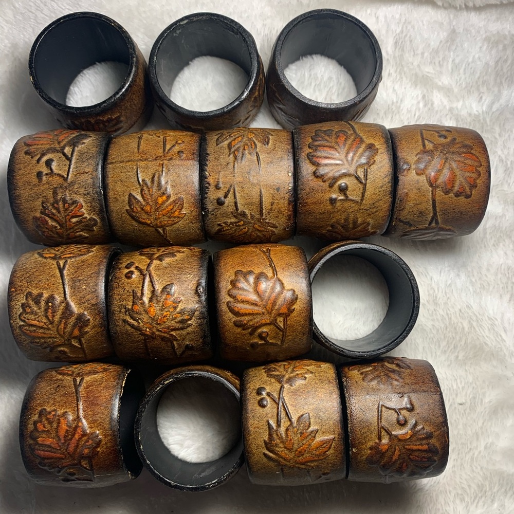 Fall Leaf & Berry Antique Faux Copper Finish 16Napkin Rings